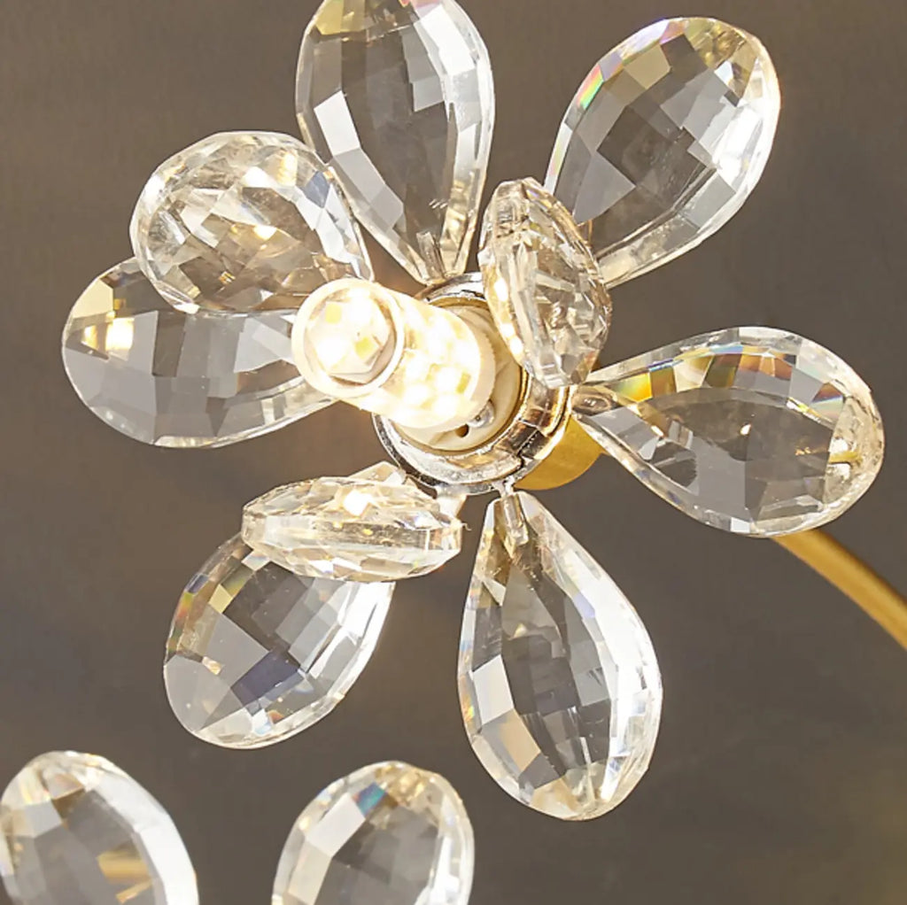 Plafonnier semi-encastré moderne à motif floral en cristal doré