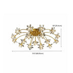 Plafonnier semi-encastré moderne à motif floral en cristal doré