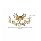 Plafonnier semi-encastré moderne à motif floral en cristal doré