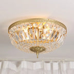 Plafonnier tambour en laiton et cristal de style classique européen