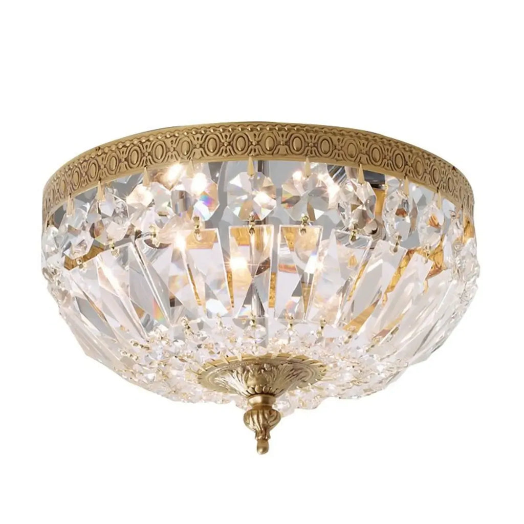 Plafonnier tambour en laiton et cristal de style classique européen