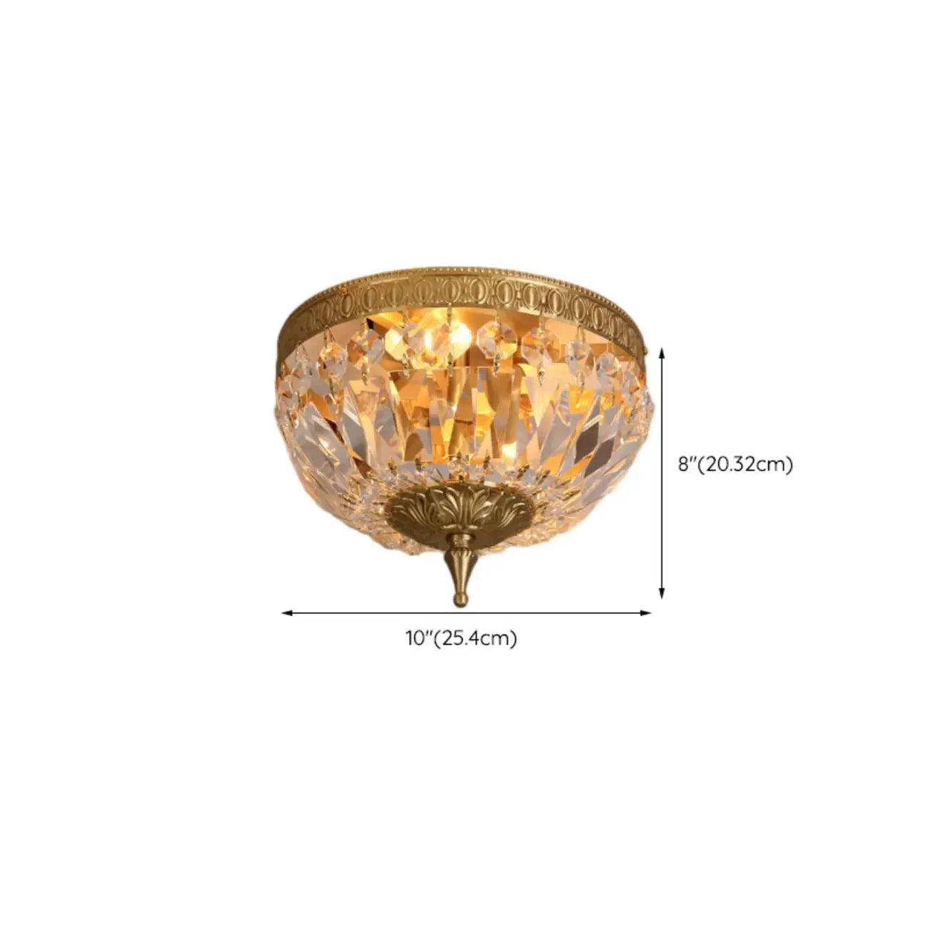 Plafonnier tambour en laiton et cristal de style classique européen