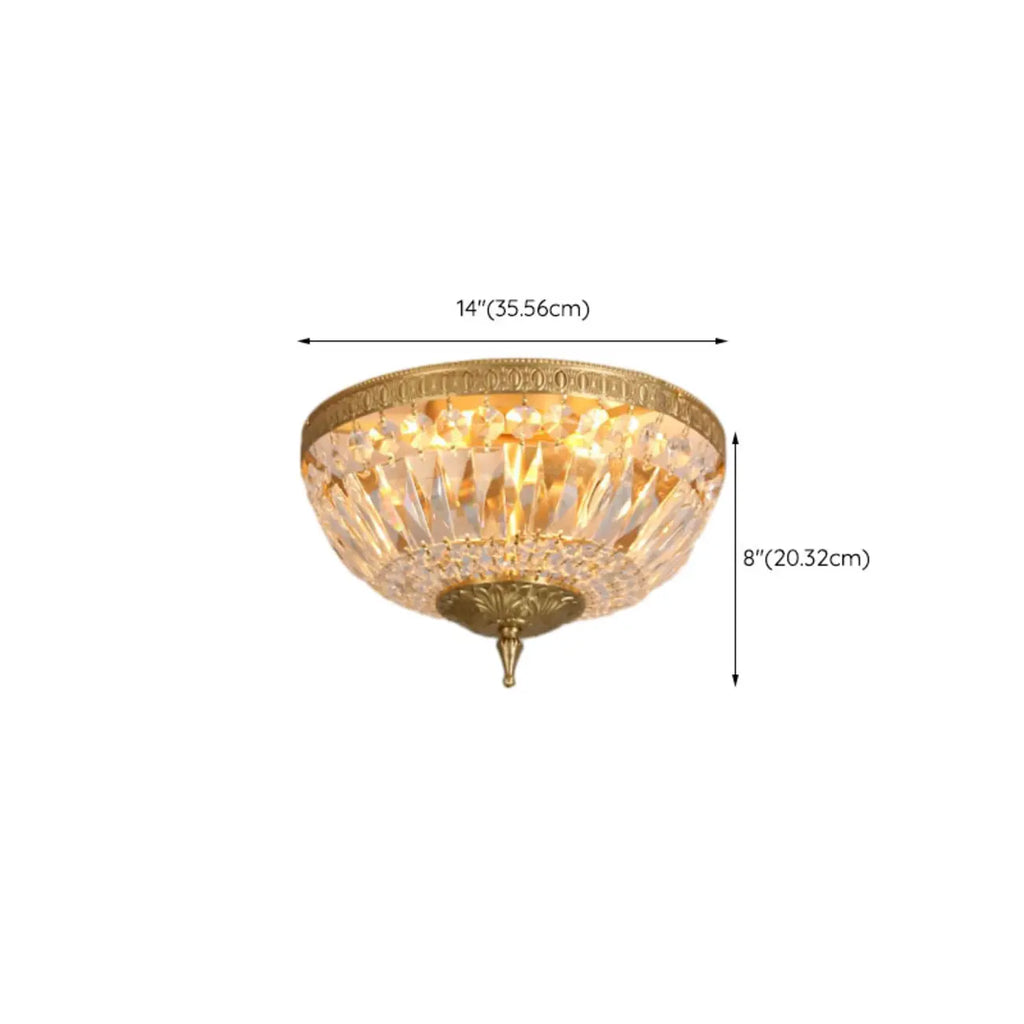Plafonnier tambour en laiton et cristal de style classique européen