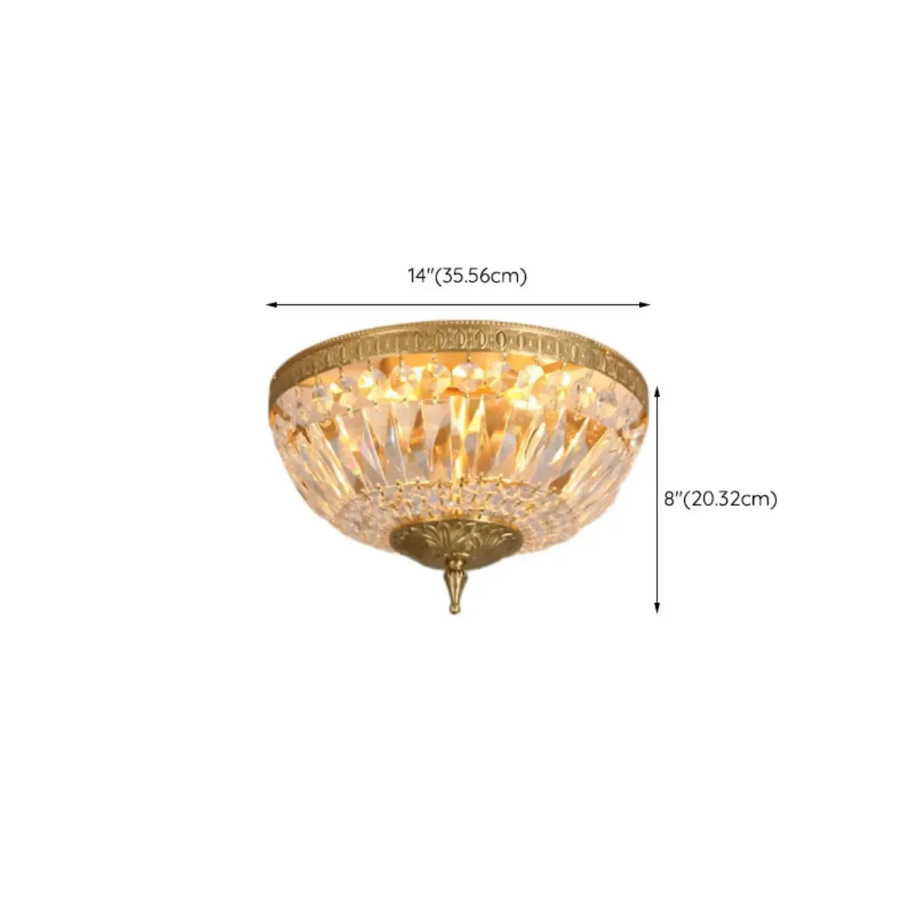 Plafonnier tambour en laiton et cristal de style classique européen