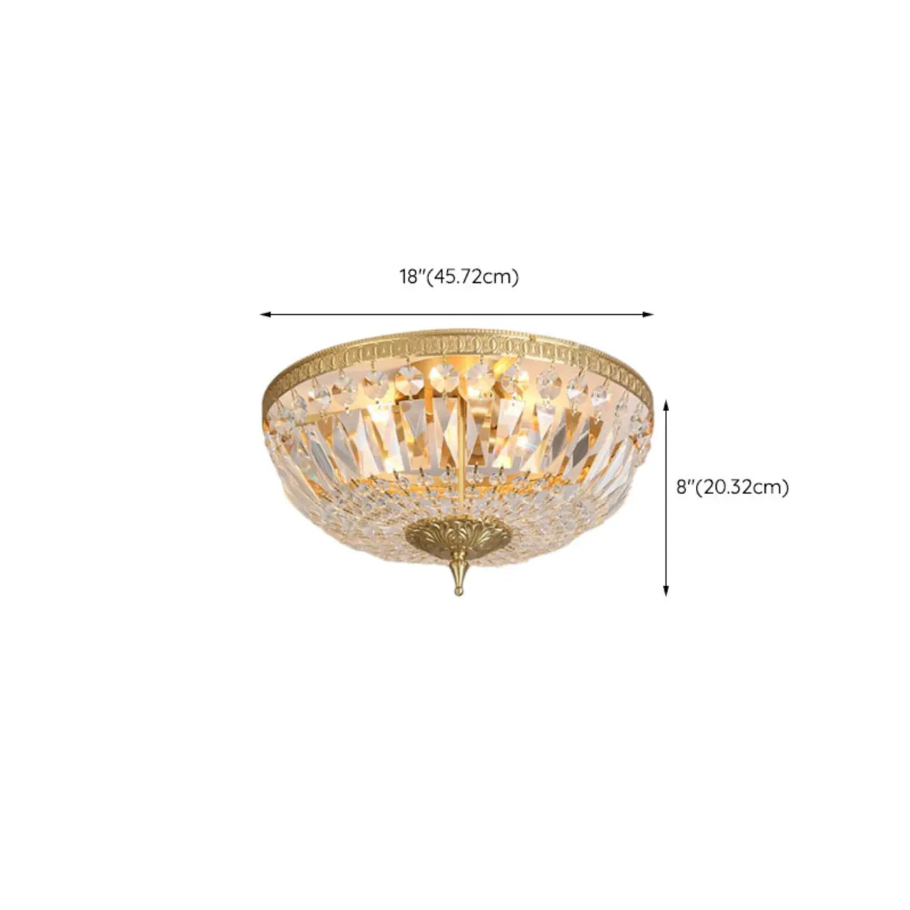 Plafonnier tambour en laiton et cristal de style classique européen