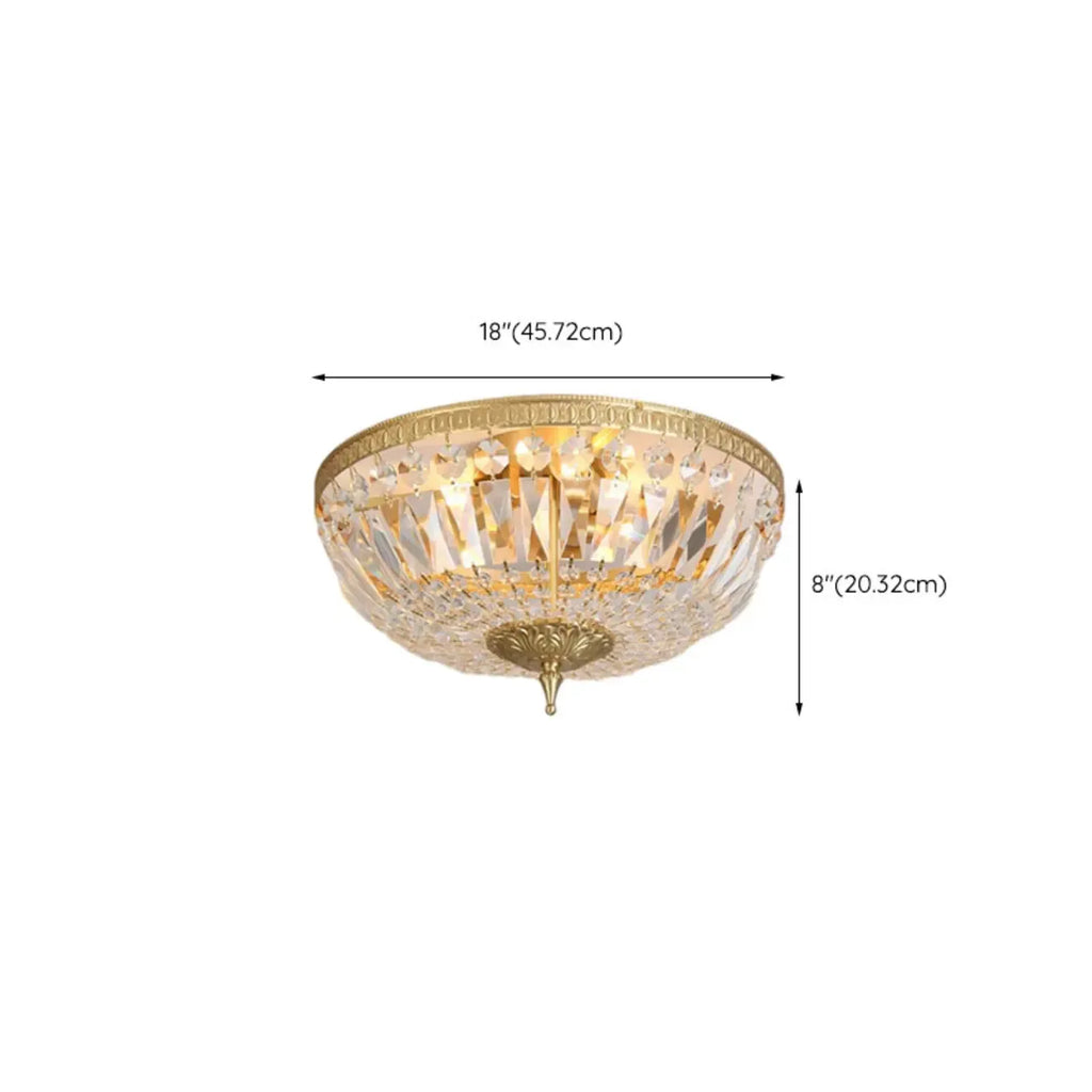 Plafonnier tambour en laiton et cristal de style classique européen