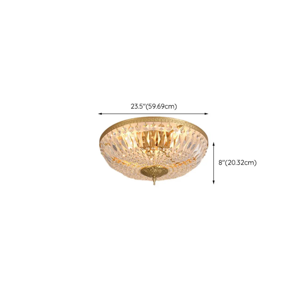 Plafonnier tambour en laiton et cristal de style classique européen