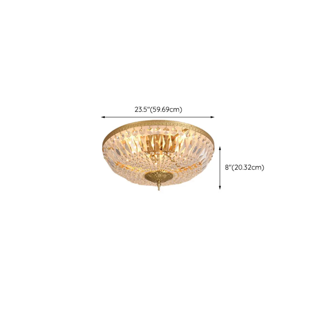 Plafonnier tambour en laiton et cristal de style classique européen