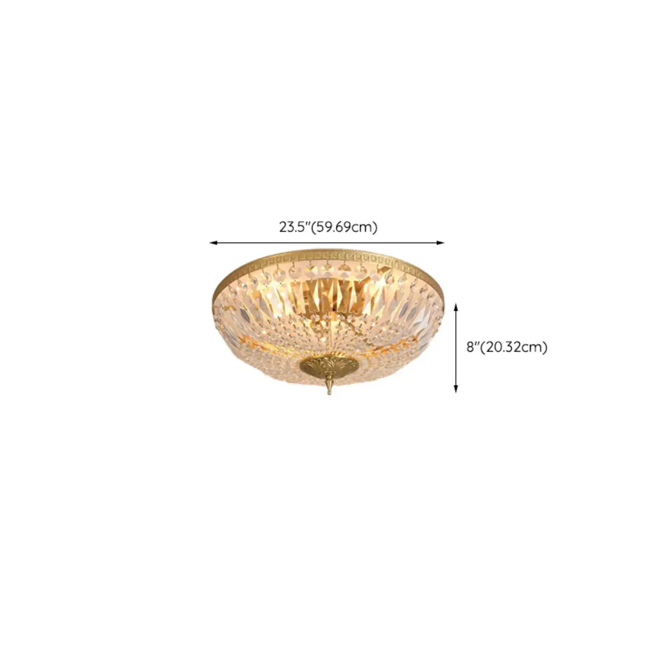 Plafonnier tambour en laiton et cristal de style classique européen