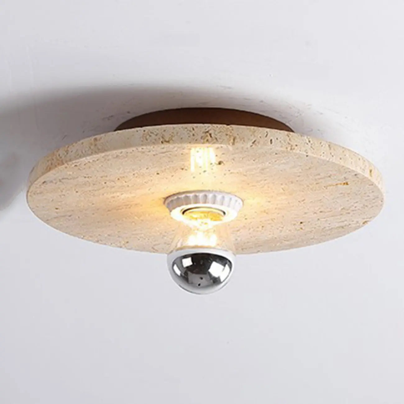 Plafonnier cylindrique moderne couleur pierre beige pour couloir