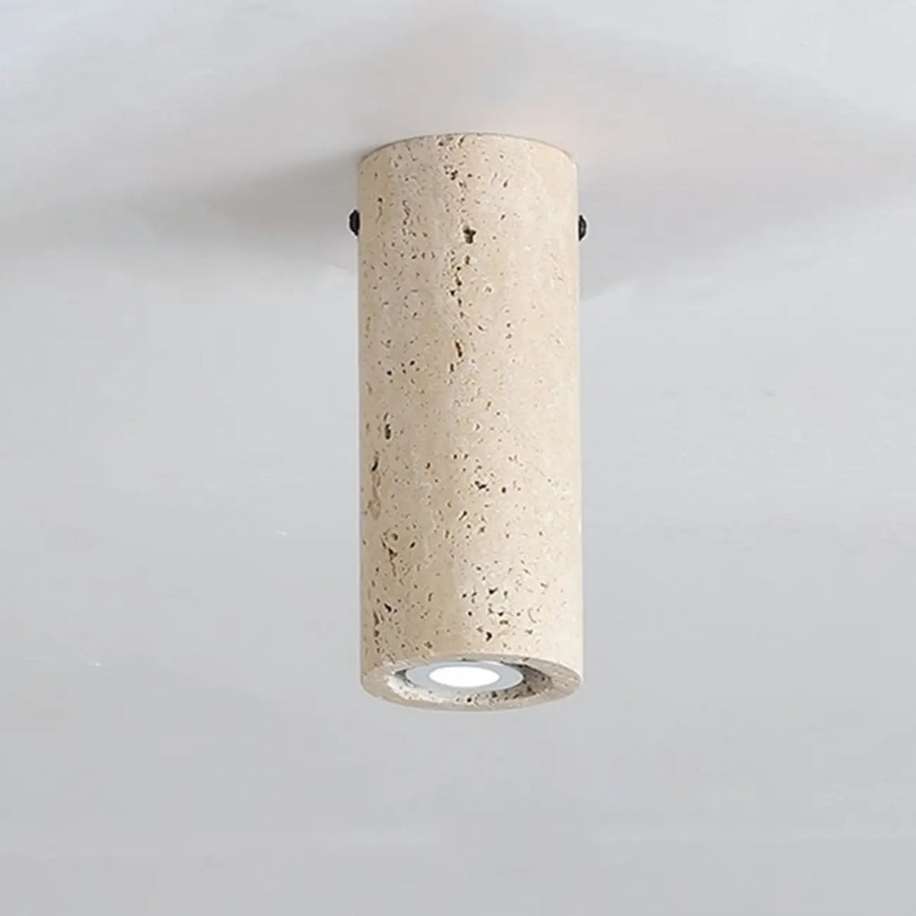 Plafonnier cylindrique moderne couleur pierre beige pour couloir