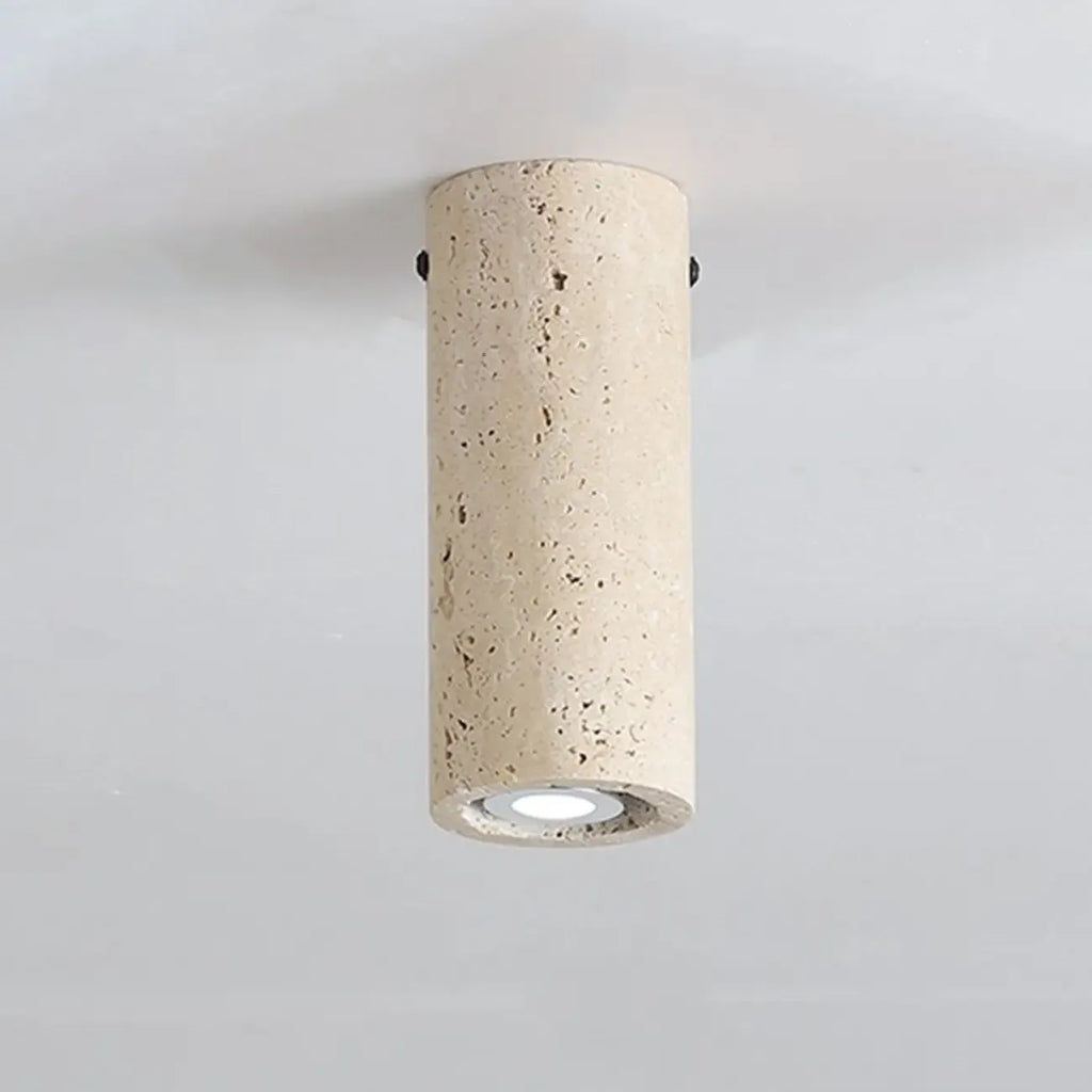 Plafonnier cylindrique moderne couleur pierre beige pour couloir