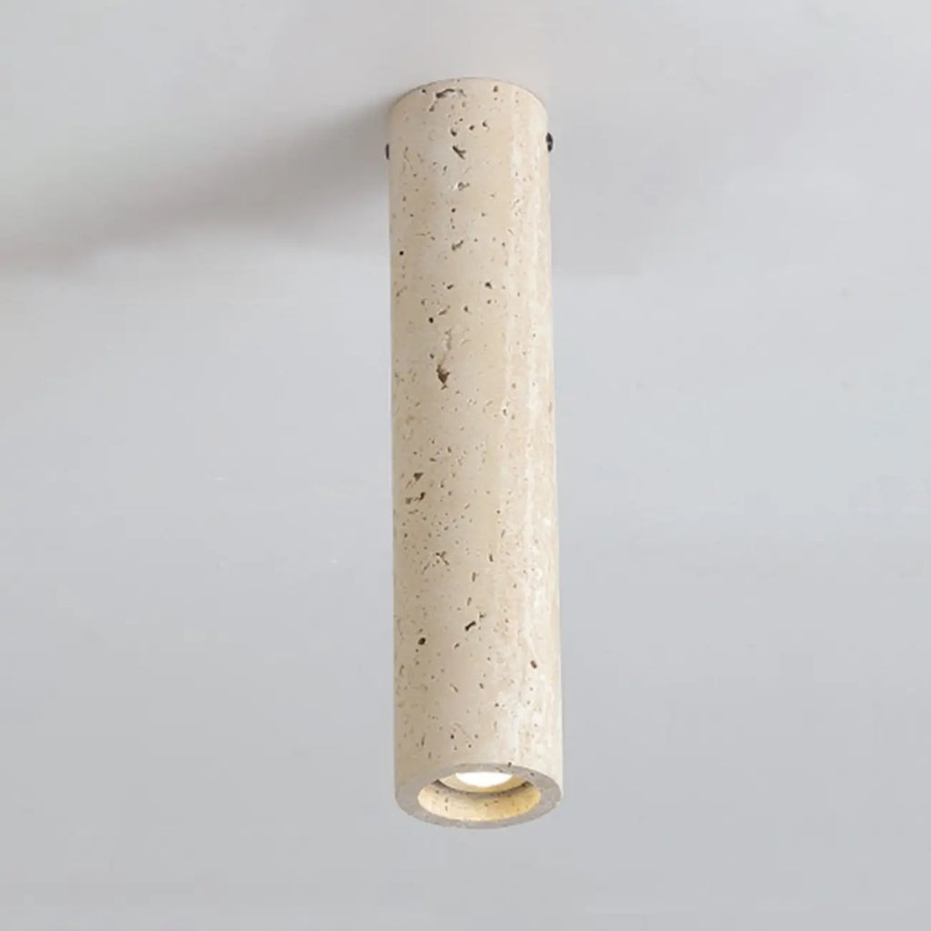 Plafonnier cylindrique moderne couleur pierre beige pour couloir