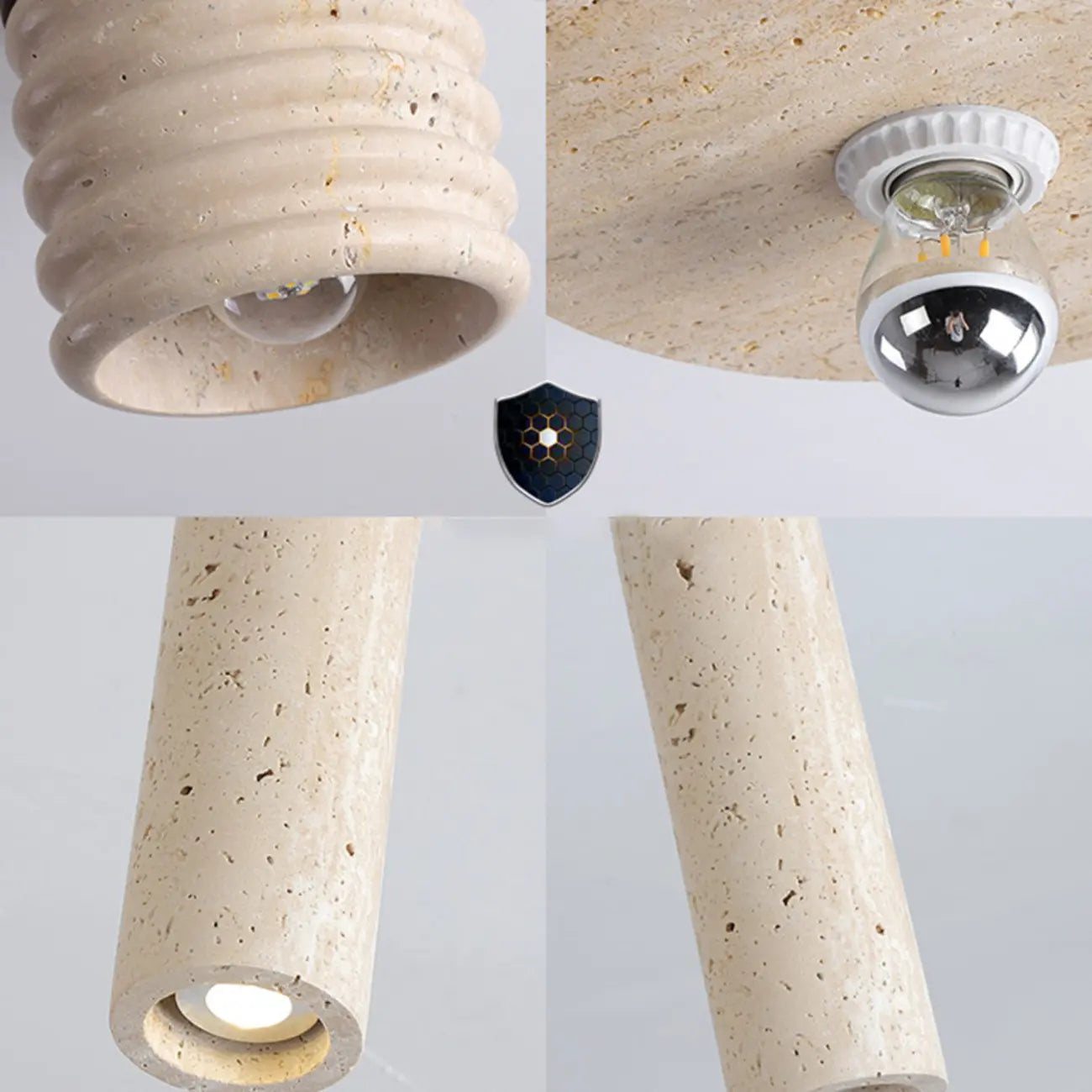 Plafonnier cylindrique moderne couleur pierre beige pour couloir