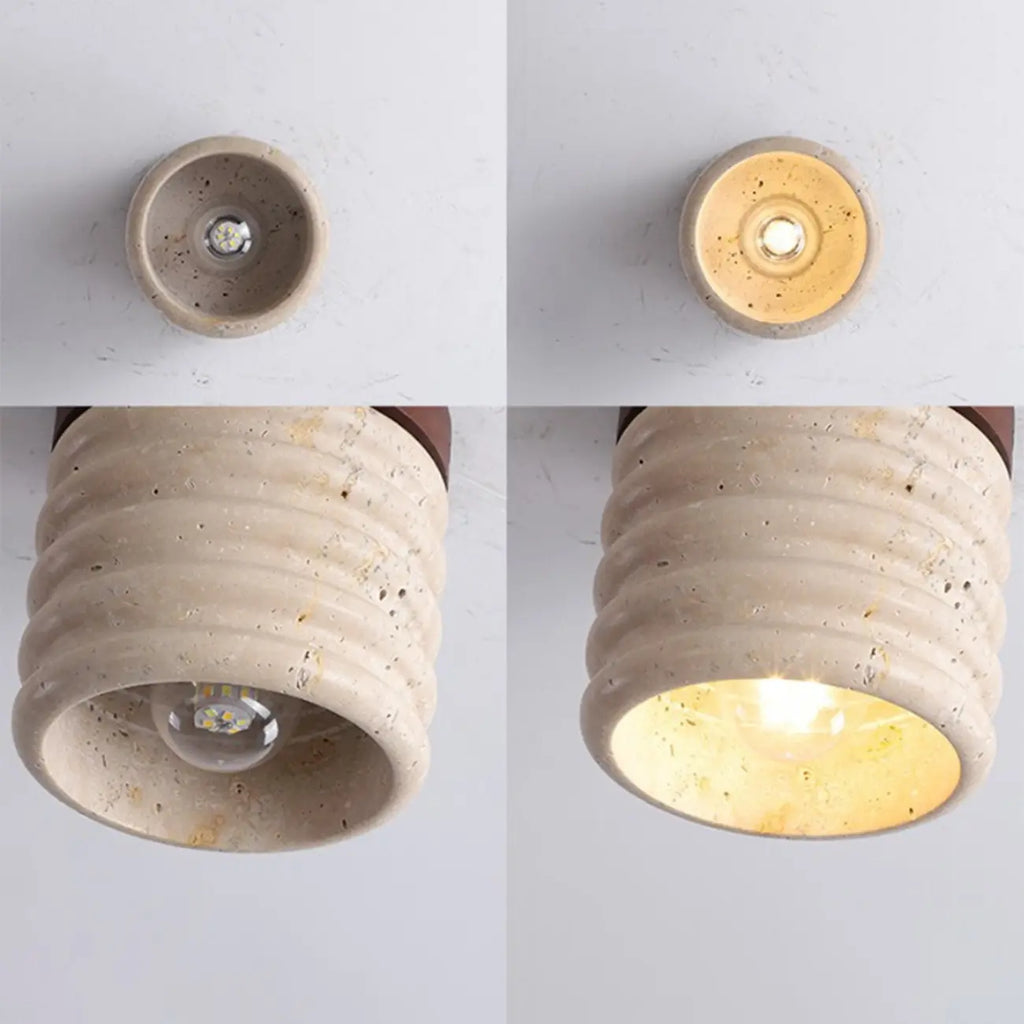 Plafonnier cylindrique moderne couleur pierre beige pour couloir