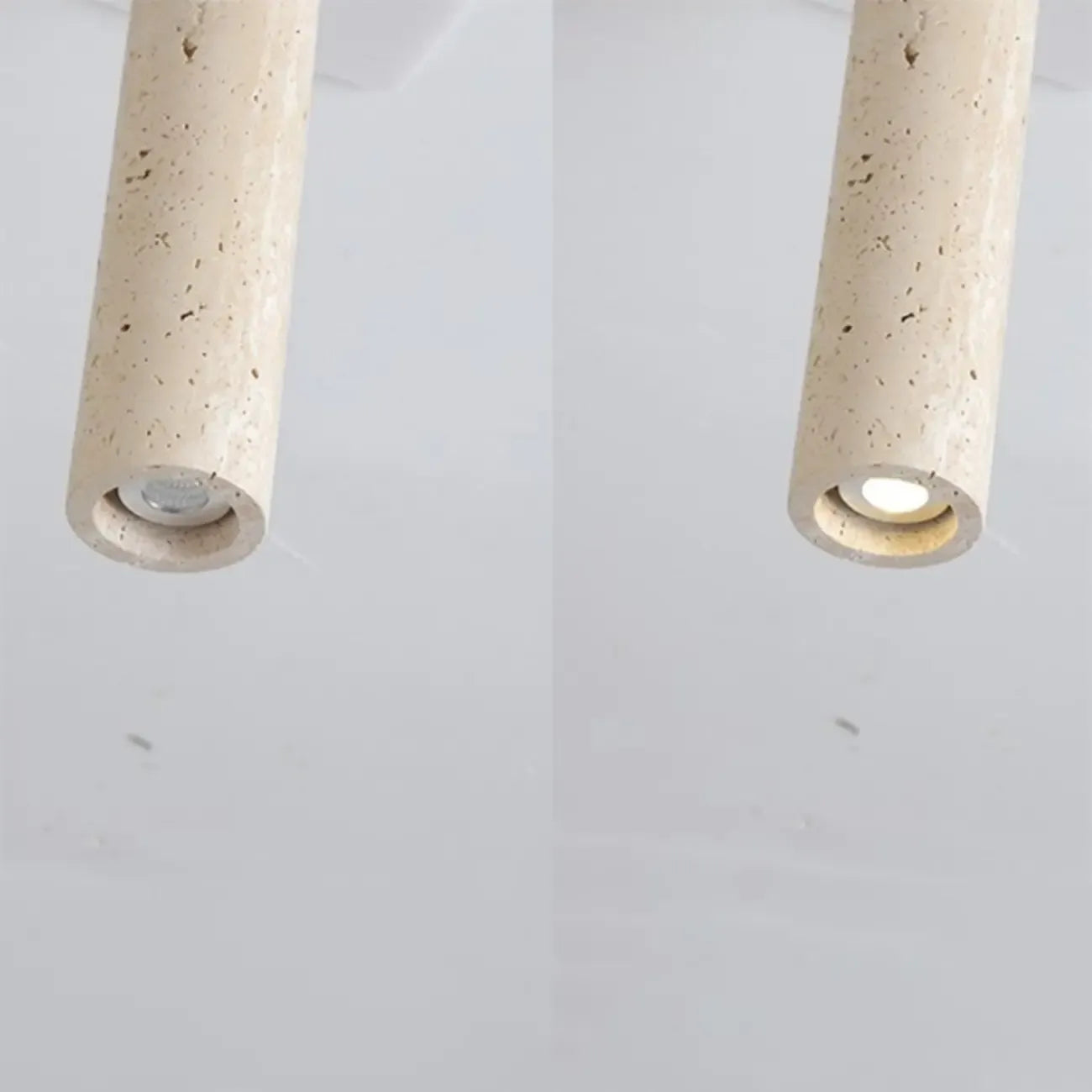 Plafonnier cylindrique moderne couleur pierre beige pour couloir