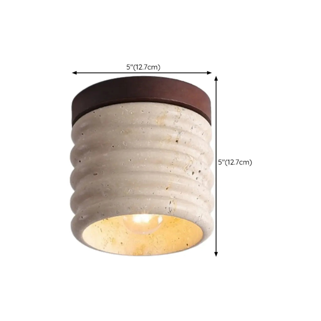 Plafonnier cylindrique moderne couleur pierre beige pour couloir