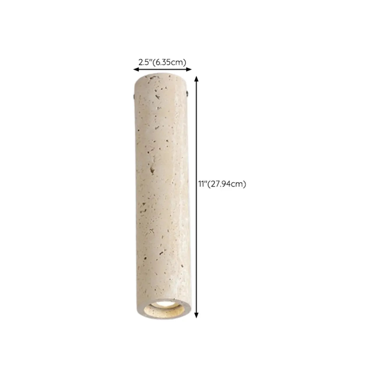Plafonnier cylindrique moderne couleur pierre beige pour couloir