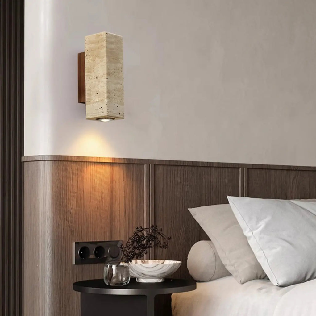 Applique murale minimaliste géométrique en pierre beige réglable