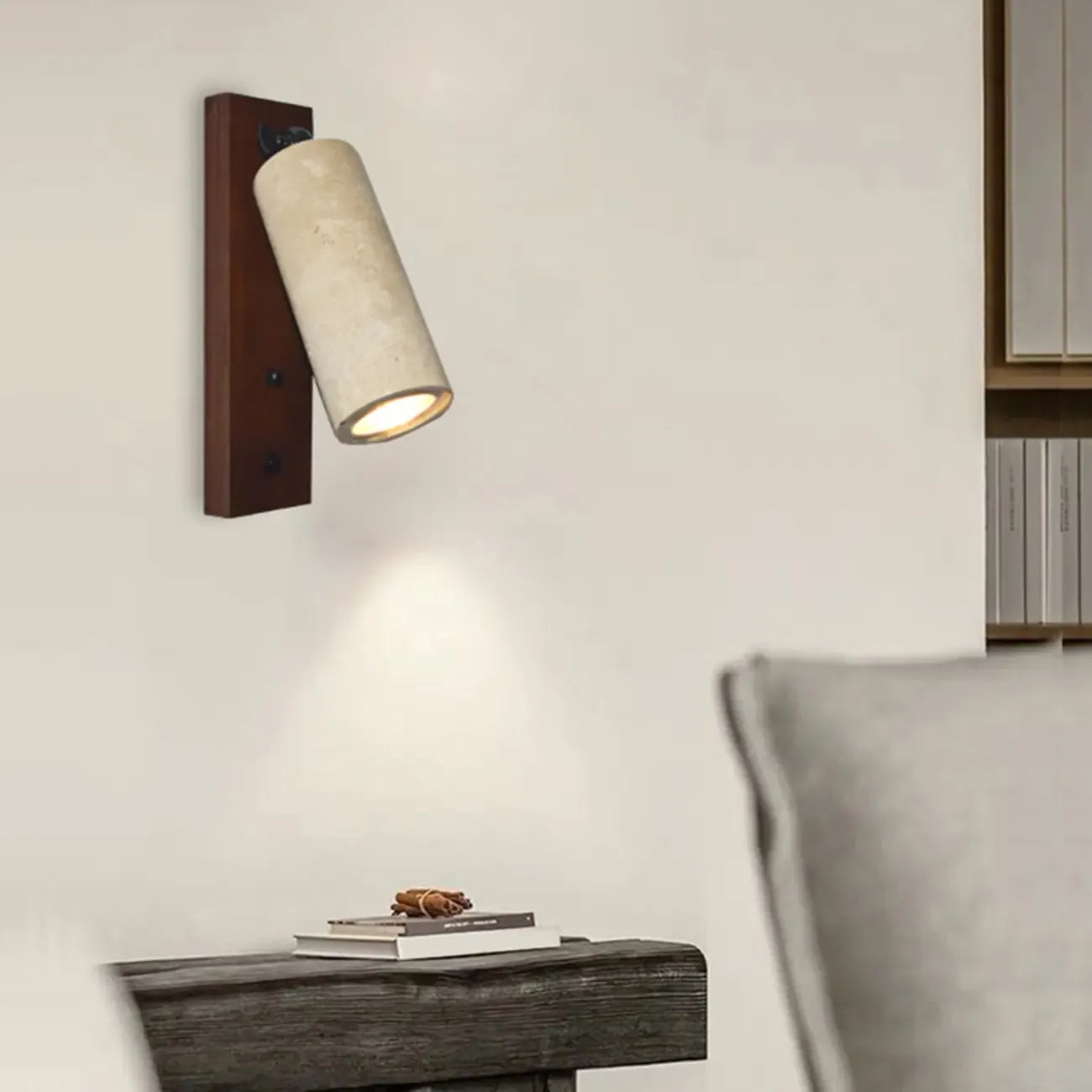 Applique murale minimaliste géométrique en pierre beige réglable