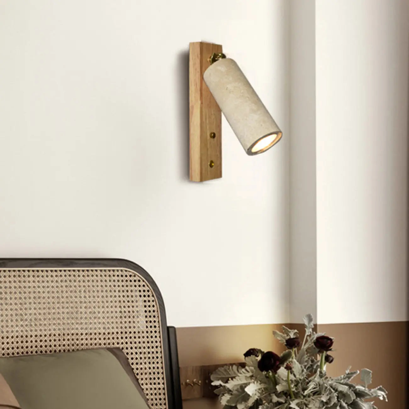 Applique murale minimaliste géométrique en pierre beige réglable