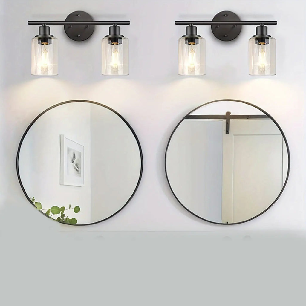 Applique murale industrielle en métal avec abat-jour en verre pour chambre à coucher