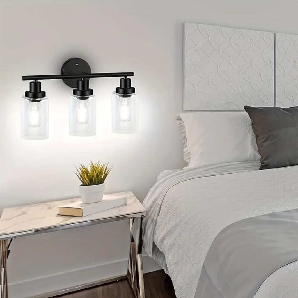 Applique murale industrielle en métal avec abat-jour en verre pour chambre à coucher
