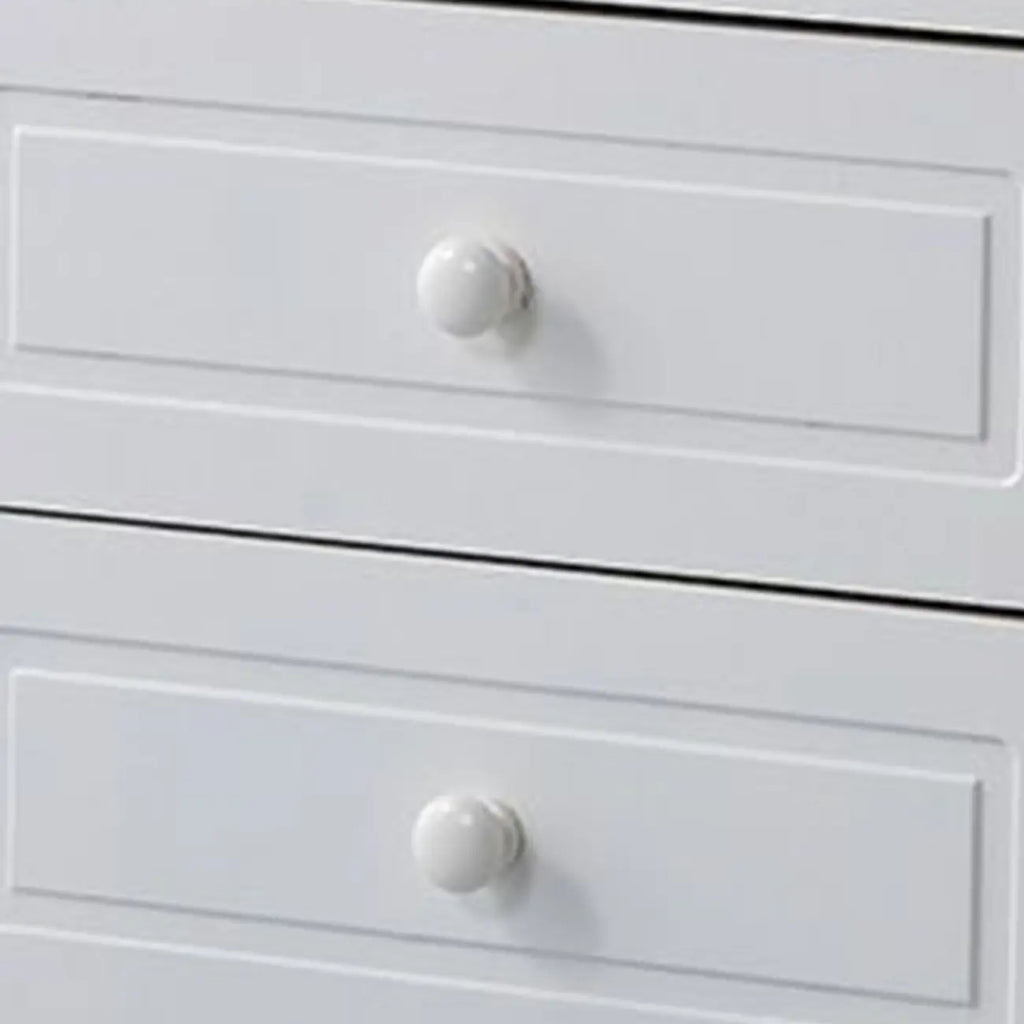 Table de chevet classique en bois blanc sculpté à 2 tiroirs