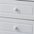 Table de chevet classique en bois blanc sculpté à 2 tiroirs