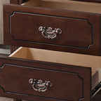 Table de chevet classique en bois blanc sculpté à 2 tiroirs