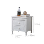 Table de chevet classique en bois blanc sculpté à 2 tiroirs