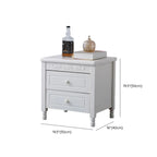 Table de chevet classique en bois blanc sculpté à 2 tiroirs