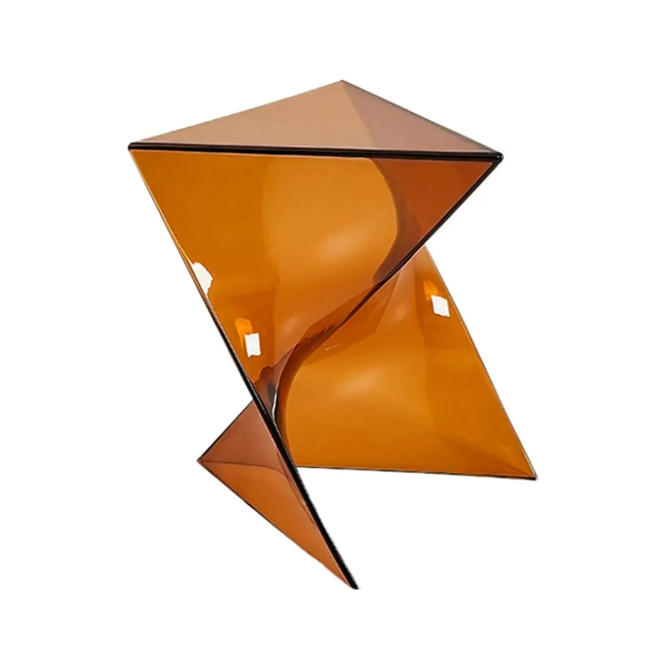 Table d'appoint triangulaire en acrylique pour salon avec base torsadée