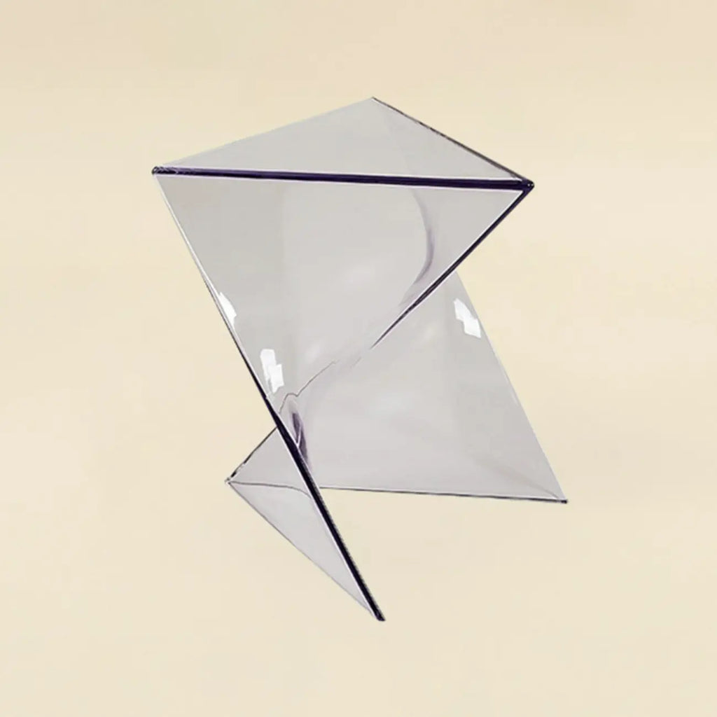 Table d'appoint triangulaire en acrylique pour salon avec base torsadée