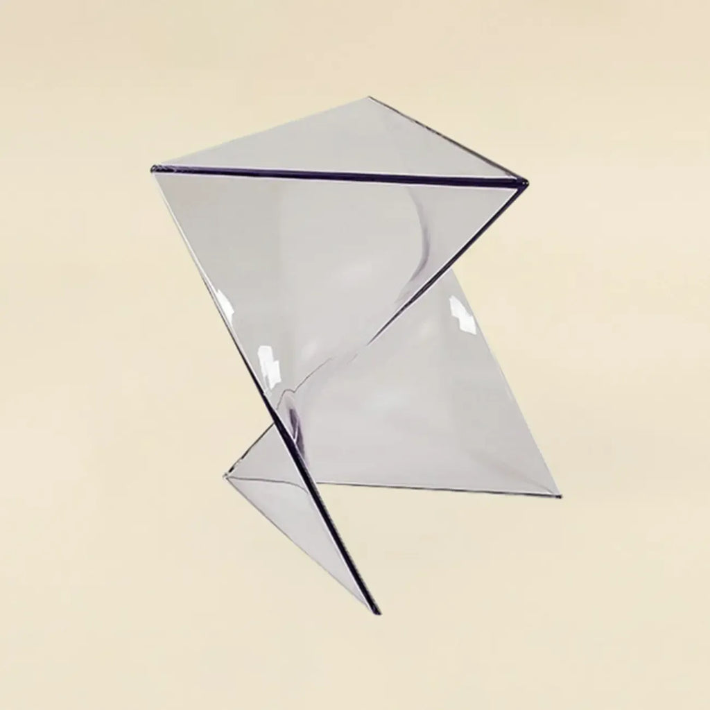 Table d'appoint triangulaire en acrylique pour salon avec base torsadée