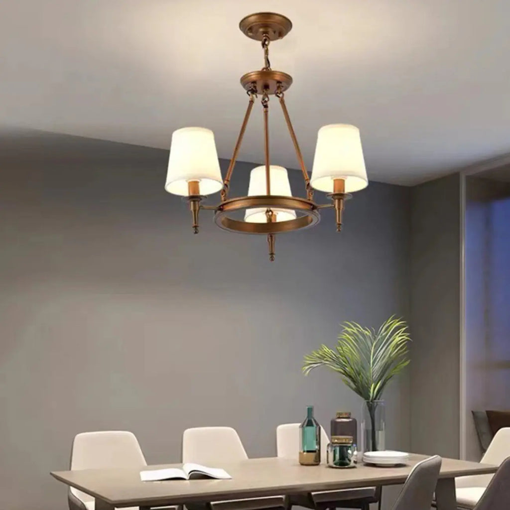 Lampadario Nero a Sospensione con Paralume in Tessuto Stile Country Americano
