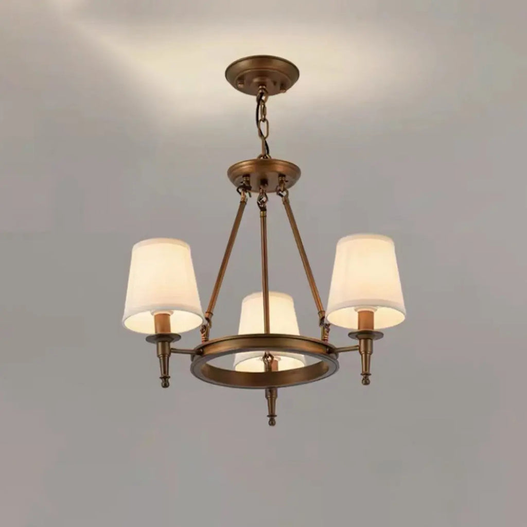 Lampadario Nero a Sospensione con Paralume in Tessuto Stile Country Americano