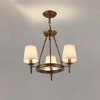 Lampadario Nero a Sospensione con Paralume in Tessuto Stile Country Americano