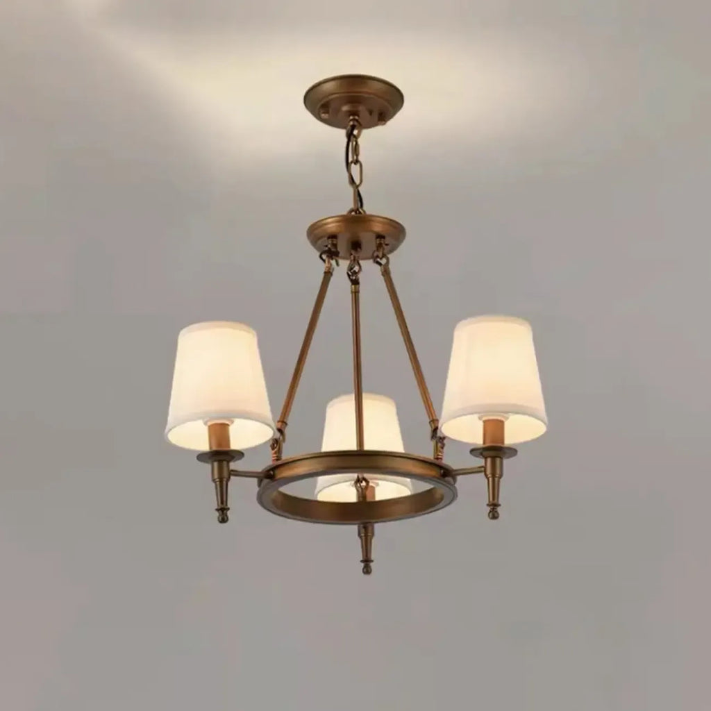 Lampadario Nero a Sospensione con Paralume in Tessuto Stile Country Americano
