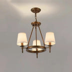 Lampadario Nero a Sospensione con Paralume in Tessuto Stile Country Americano