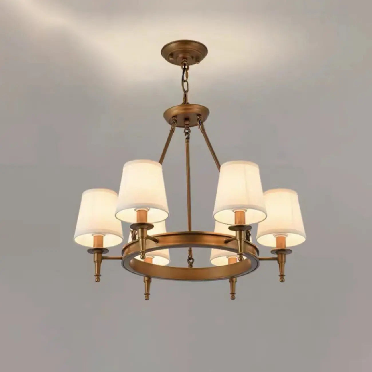 Lampadario Nero a Sospensione con Paralume in Tessuto Stile Country Americano