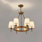 Lampadario Nero a Sospensione con Paralume in Tessuto Stile Country Americano