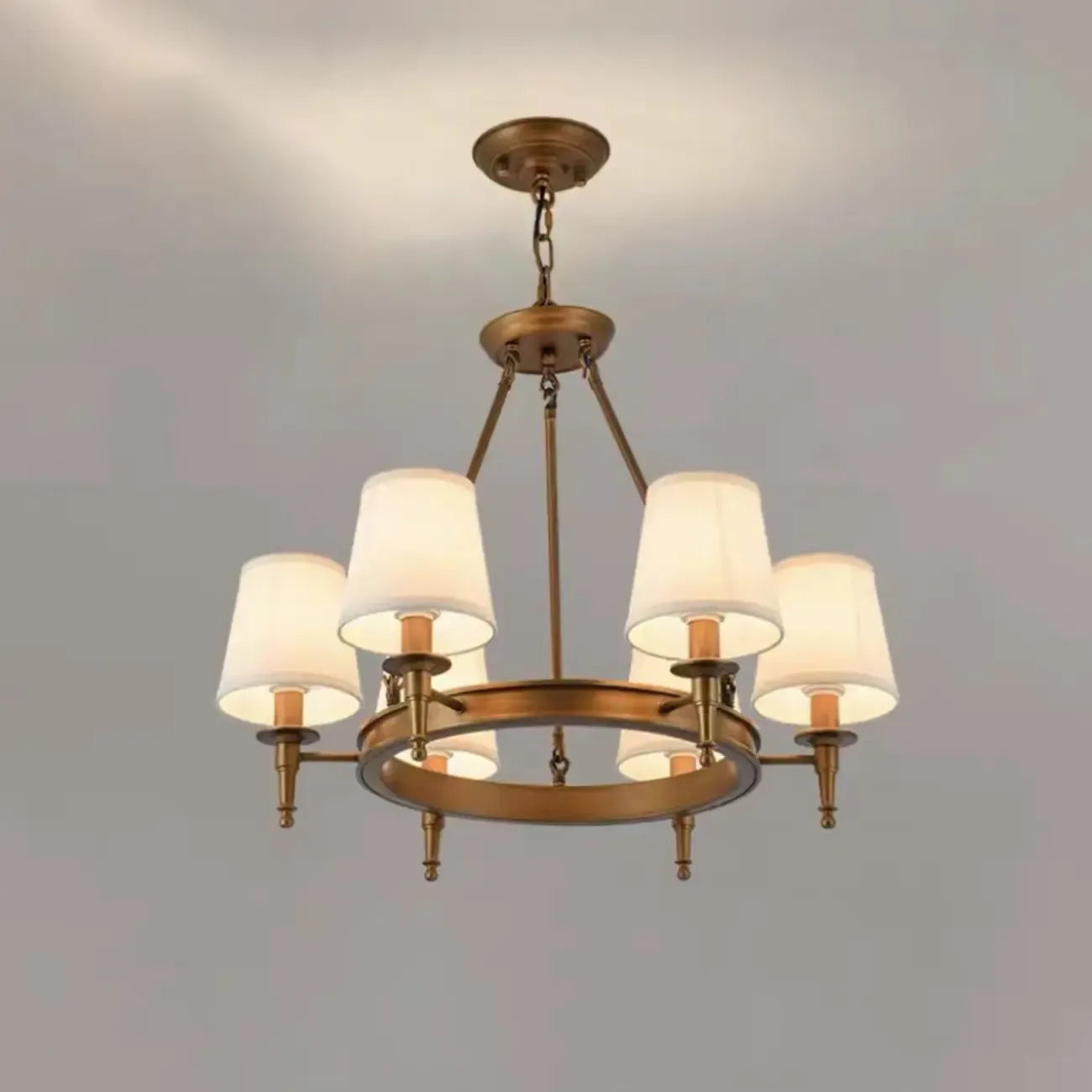 Lampadario Nero a Sospensione con Paralume in Tessuto Stile Country Americano