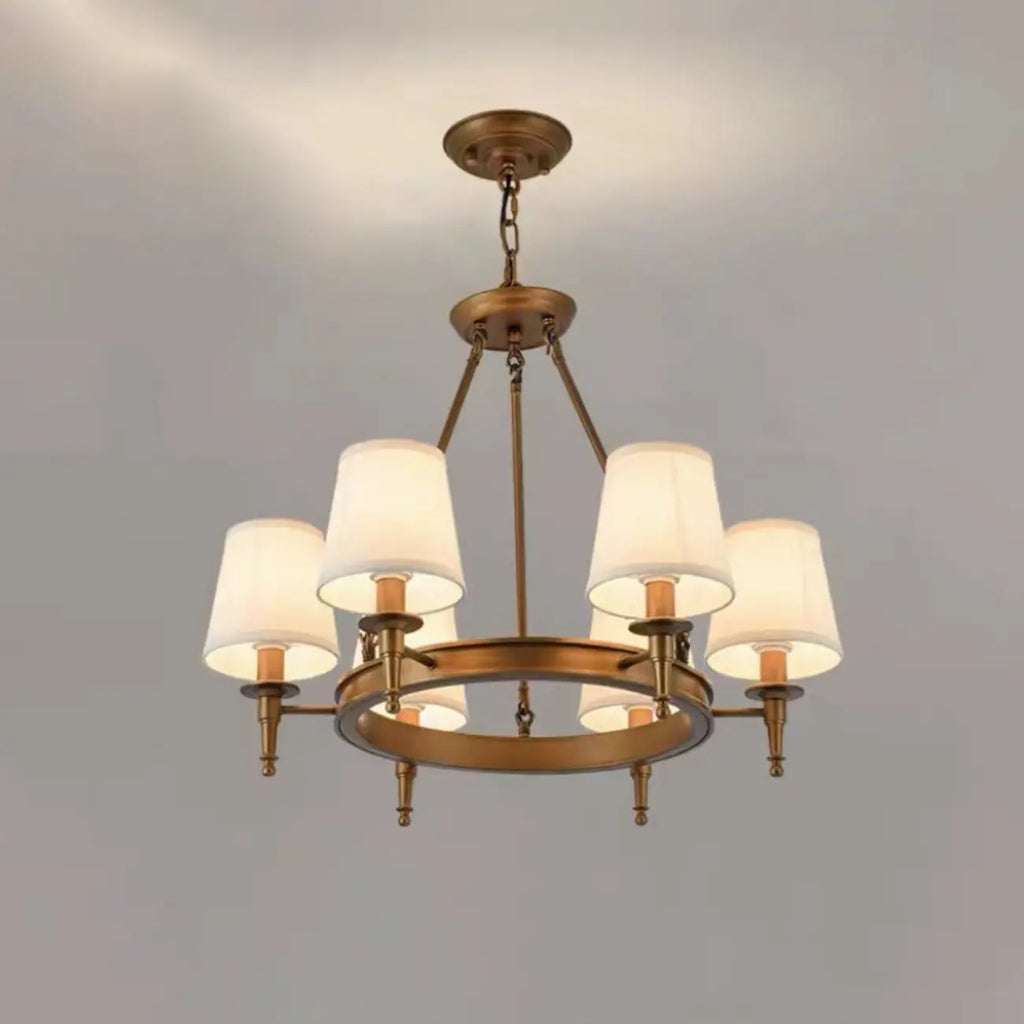 Lampadario Nero a Sospensione con Paralume in Tessuto Stile Country Americano
