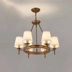 Lampadario Nero a Sospensione con Paralume in Tessuto Stile Country Americano
