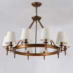 Lampadario Nero a Sospensione con Paralume in Tessuto Stile Country Americano