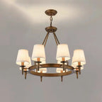 Lampadario Nero a Sospensione con Paralume in Tessuto Stile Country Americano