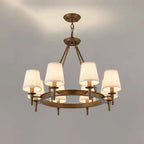 Lampadario Nero a Sospensione con Paralume in Tessuto Stile Country Americano