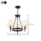 Lampadario Nero a Sospensione con Paralume in Tessuto Stile Country Americano