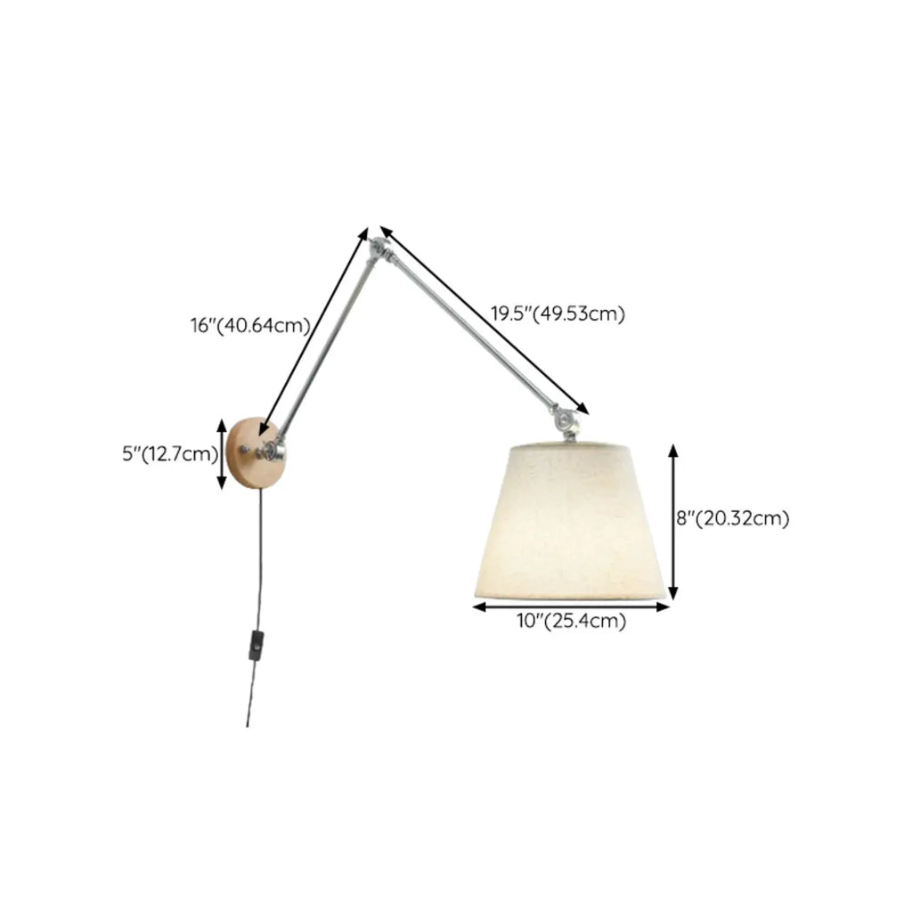 Applique murale cylindrique beige à bras articulé pour espace d'apprentissage
